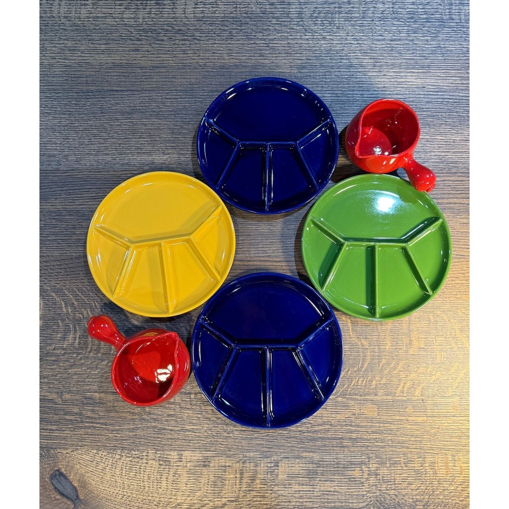 Vintage Gerz Fondue Set: MCM Tapas Plates & Bowls -‎ West Germany